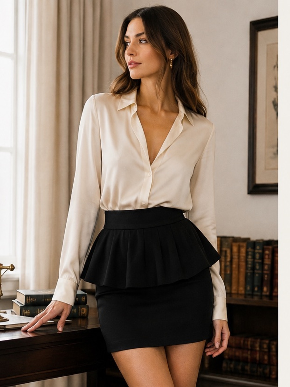 Milly of New York Black Peplum Mini Skirt Size 2 NWT Structured Pleated Design